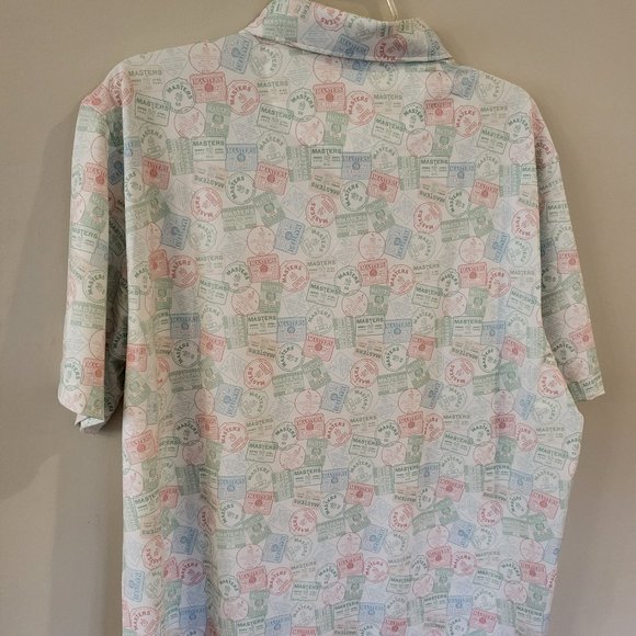 NWT Masters Augusta National White Badge Print Performance Tech PGA Golf Polo - Picture 6 of 6